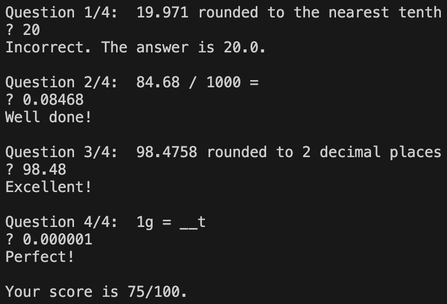 An example of random question generating programs